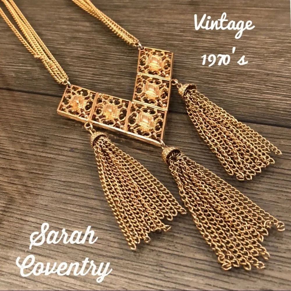 Vintage 1972 Sarah Coventry Hi-Lo Elegance Tassel Necklace Retro